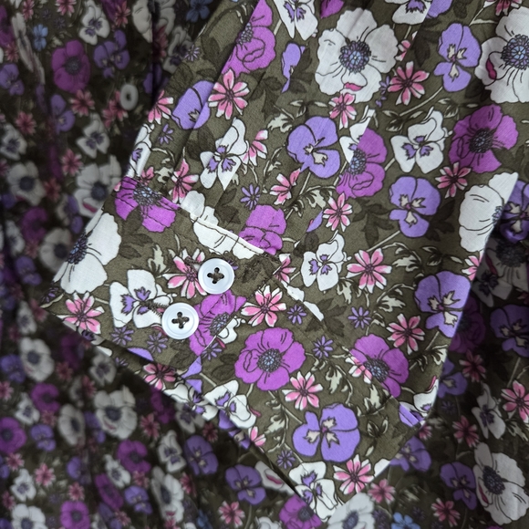 Talbots EUC Ruffle Neck Top Poppy Ditsy Puff Sleeve Floral XS - Picture 7 of 15